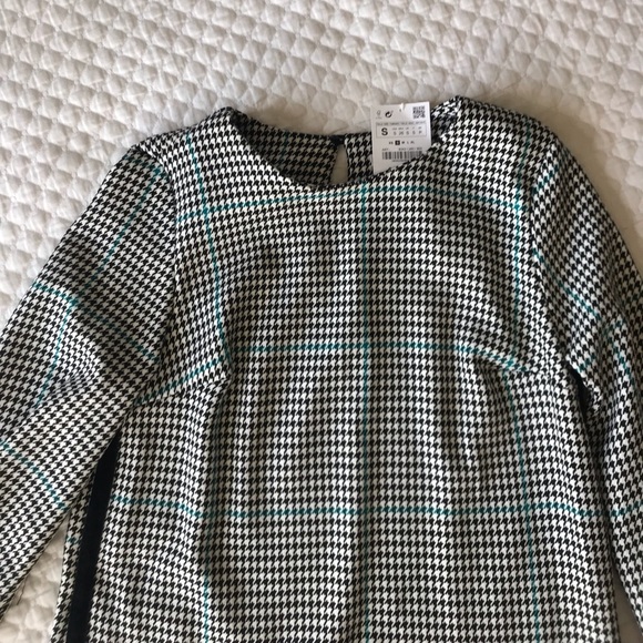 NWT Zara checked dress with velvet stripes - Picture 6 of 8